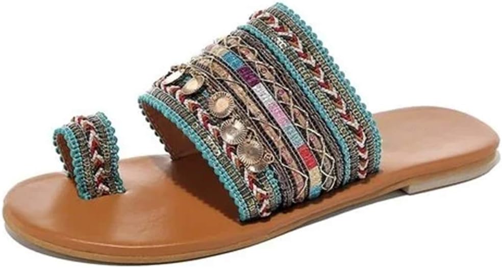 Boho Embellished Flat Sandals