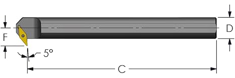 Ultra-Dex S12Q SVXBR2 Steel Boring Bar to Hold a Positive VBMT 21.51 at 5 Degree Lead, Right Hand, No Coolant, 0.750" x 6.6", 1.050" Minimum Bore