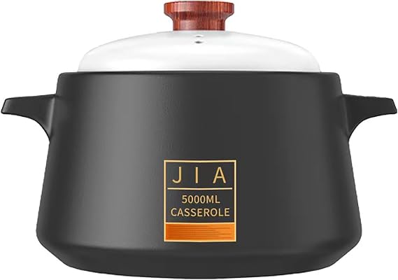 Ceramic Casserole with Lid, 5L, Black