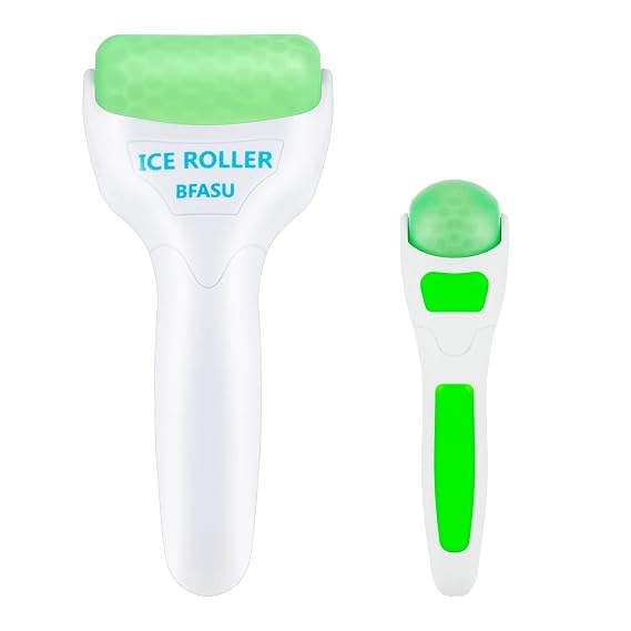 Ice Roller, Face Roller 2 PCS, Massage Tools with Mini Roller for Eye, Face and Body, Relax and Alleviate Puffiness Fine Lines Minor Pain (Green)