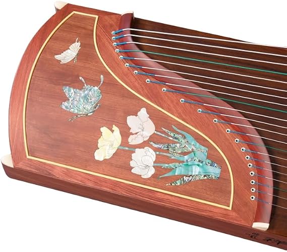 Dunhuang Professional Level Floral Butterflies High-grade Guibourtia Tessmannii Guzheng 694L-R for Professional Performancers Graded Examinations