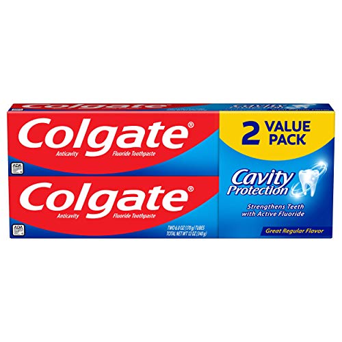 Colgate Cavity Protection With Active Fluoride Toothpaste, Value Pack, 6 Oz, 2 Ea, 6 Oz
