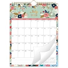Calendar 2026-2027 - JUL 2026 - DEC 2027 Wall Calendar 2026-2027, 18 Month Wall Calendar 26-27, 8.5" x 11", Twin-Wire Binding + Hanging Hook + Large Blocks with Julian Dates, Perfect Calendar for Organizing - Floral