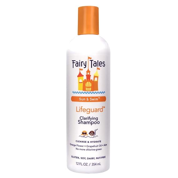 Fairy Tales Sun & Swim Lifeguard Kids Clarifying Shampoo - Chlorine Removal Swim Shampoo for Kids - Removes Green Pool Tones, Sea Salt & Mineral Buildup - Citrus Scent - 12 oz