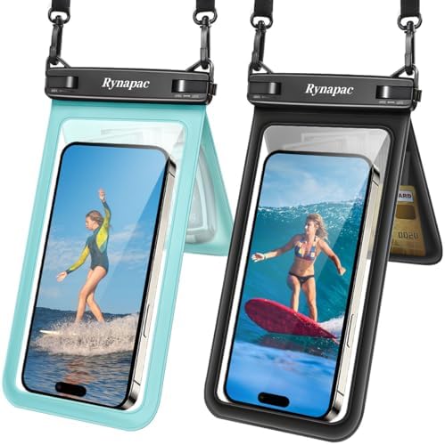 IPX8 Waterproof Phone Pouch, [Up to 8.5] Double Space Waterproof Phone Case with Lanyard for iPhone 17 16 15 14 Pro Max, Cellphone Dry Bag for Beach Vacation Cruise Essentials, 2 Pack