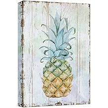 wall26 Canvas Wall Art - Pineapple on Wood Style Background - Giclee Print Gallery Wrap Modern Home Art | Ready to Hang - 16x24 inches