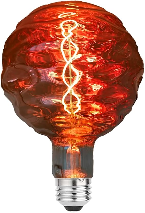 LUXON Large Decorative LED Light Bulb,T150 Warm 6W E26 (Copper Glass) | Dimmaable Antique Edison Bulbs,Vintage Irregular Water Ripple Shape,Copper Coating Glass Filament,2700K