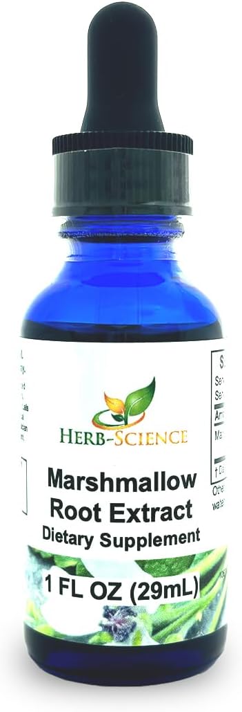 Marshmallow Root Liquid Extract Herbal Support for Digestion & Throat Comfort, Alcohol-Free, Vegan, No Artificial Ingredients - Herb-Science - 1 oz