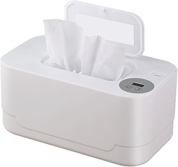 Baby Wipes Warmer, Baby Wipe Warmer & Dispenser, Constant Temperature Wipes Warmer, Wet Wipe Warmer with Night Light, Large Capacity Heated Wipes Dispenser with 3 Levels of Temperature Adjustment
