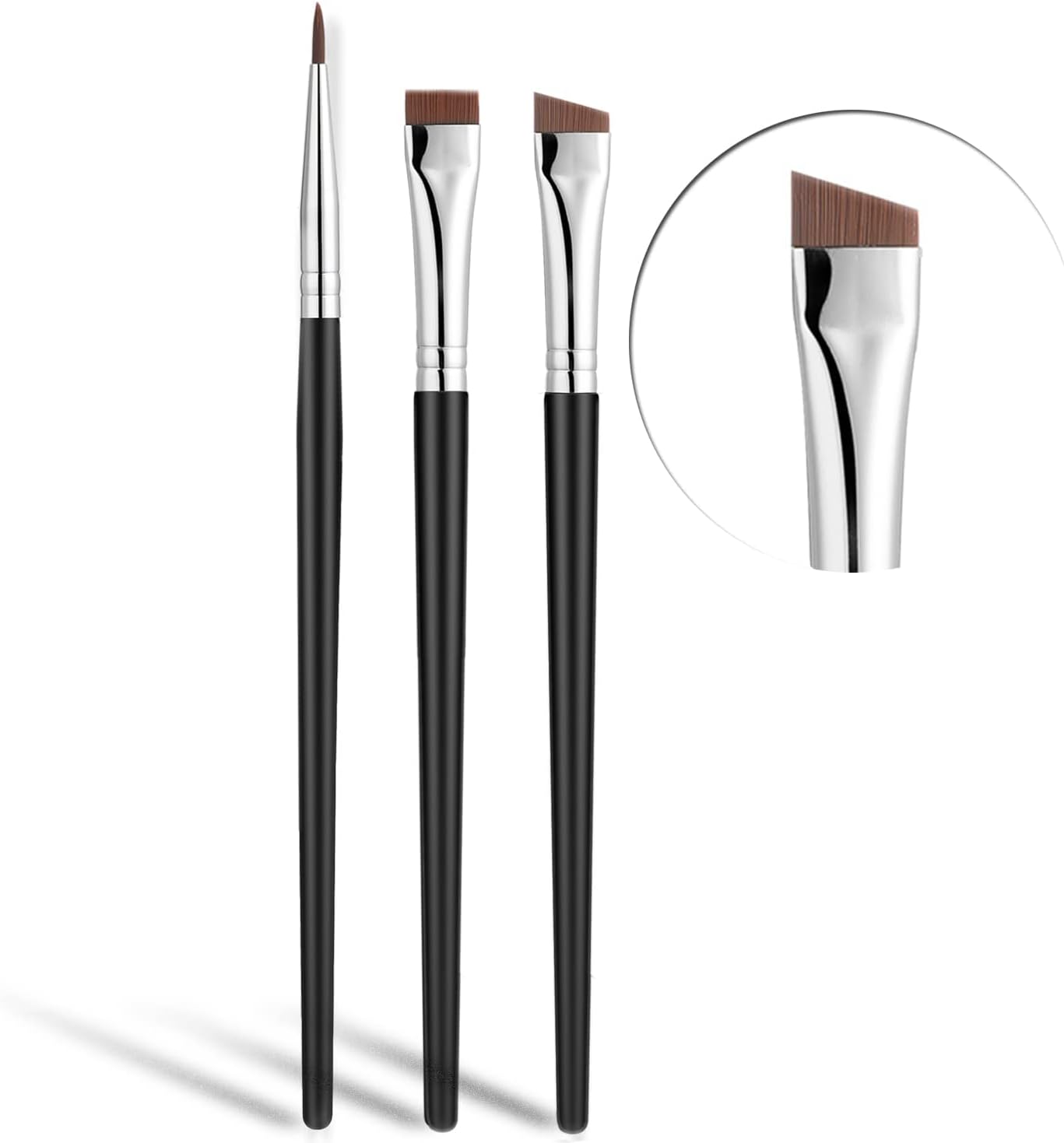 Fine Angled Eyeliner Brush, JASSINS Ultra thin Precision Eye Liner Makeup Brushes Set, Fine Point Eyeliner Brush, Synthetic Bristles Eye Makeup Tool 3 Pcs