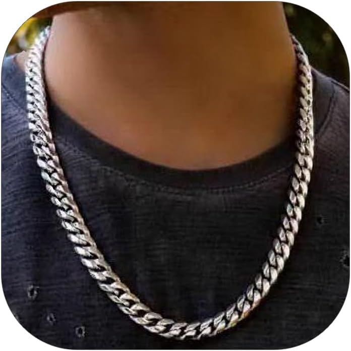 ChainsHouse Miami Cuban Chain Necklace for Men Women, 3mm6mm9mm12mm Width, 316L Stainless Steel14K GoldBlack Plated, Hypoallergenic Mens Hip Hop Chain, 1418202224262830"