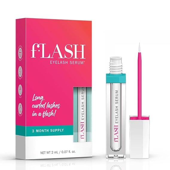 fLASH Eyelash Serum for Longer-Looking Natural Lashes - Enhances & Strengthens, Safe & Effective Formula for Contact Wearers & Sensitive Eyes, 3 Month Supply - 2mL (0.07 Fl Oz)