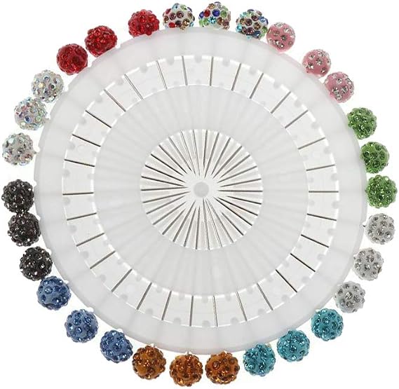 KOOBOOK 30Pcs/Set Muslim Hijab Scarf Pin Rhinestone Ball Pendant Pins Brooch Straight Head Pin for Women