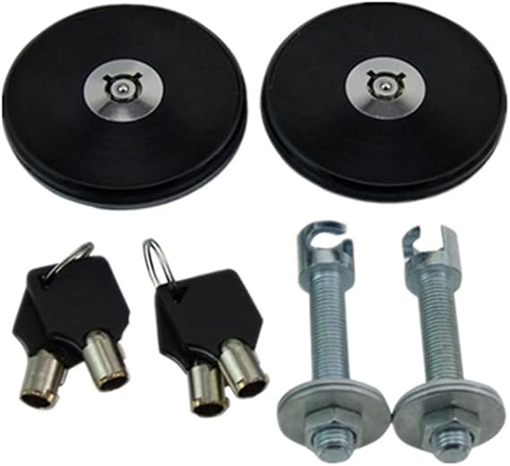 2X JDM Black Racing Hood Lock Latch Pins Universal Cars Engine Cover Bonnet Locking Key Kit (Black)