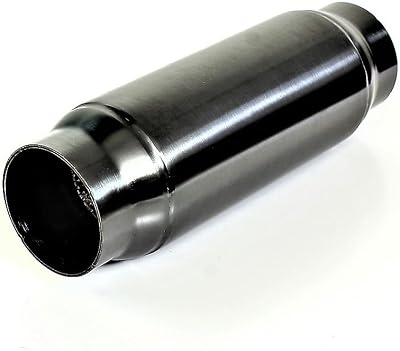 NETAMI Stainless steel Bullet Resonator Muffler Black Chrome InletOutlet 30, Body Diameter: 4.0, Overall Length: 16