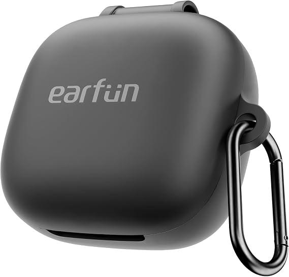EarFun Protective Case Cover for EarFun Air Pro 4i, Soft Silicone Protective Case with Keychain, Full Protective Cover, Shock-Proof, Black