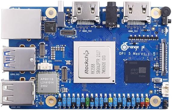 Orange Pi 5 Max 8GB/16GB LPDDR5 Rockchip RK3588 8-Core 64-Bit Single Board Computer with eMMC Socket, Wi-Fi 6E/Bluetooth 5.3/BLE, Development Board Run Linux/Ubuntu/Debian/Android (16GB)