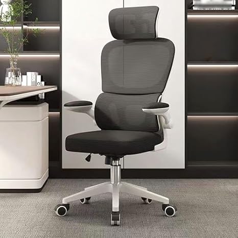Ergonomic Office Chair with Adjustable Armrest, Headrest and Wheels, Mesh High Back Home Office Desk Chairs Lumbar Support Swivel Executive Work Task Chair