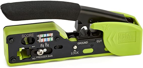 trueCABLE Crimp Tool for Pass Through RJ45 All-in-One Ethernet Tool: Crimp, Cut, Score - Works with Cat5e, Cat6, Cat6A Shielded and Unshielded Connectors