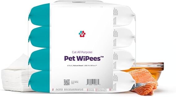 Pet Parents Pet WiPeesTM Cat All Purpose Cat Wipes, Pet Wipes, All Purpose Wipes for Cats & Cat Bath Wipes, Cat Cleaning Wipes (100 Count (Pack of 4), Natural)