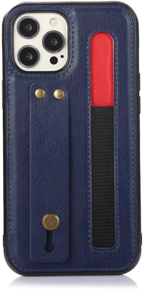 Luxury Wristbad Leather Cover for iPhone 13 12 11 Pro Max X XS XR 7 8 Plus Stylus Touch Pen Shockproof Stand Wrist Band Case,Blue,for iPhone 12