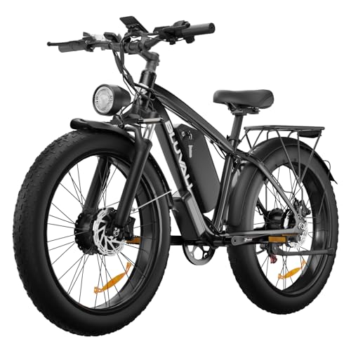 Dual-Motor 3000W Peak Electric-Bike for Adults-Women-Men - 48V 22.4AH 35MPH, Full Suspension Ebikes, 26 Inch Fat Tire Hunting-Bike for Off-Road Mountain Snow