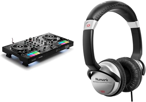 Hercules DJControl Inpulse 500 2-Deck USB DJ Controller for Serato DJ and DJUCED & Numark HF125 - Ultra-Portable Professional DJ Headphones with 6 ft Cable, 40 mm Drivers for Extended Response