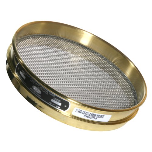 Advantech Brass Test Sieves with Stainless Steel Wire Cloth Mesh, 8 Diameter, #12 Mesh, Full Height