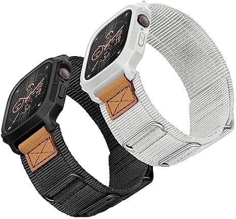 Bundle of the Rugged Nylon Apple Watch Band (Apricot grey/Black)