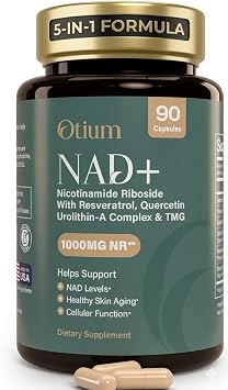 Otium NAD+ Supplement for Women & Men - 1000mg Nicotinamide Riboside with TMG, Resveratrol, Quercetin & Urolithin A | NAD Booster for Cellular Energy, Healthy Aging & Metabolism | 90 Vegan Capsules