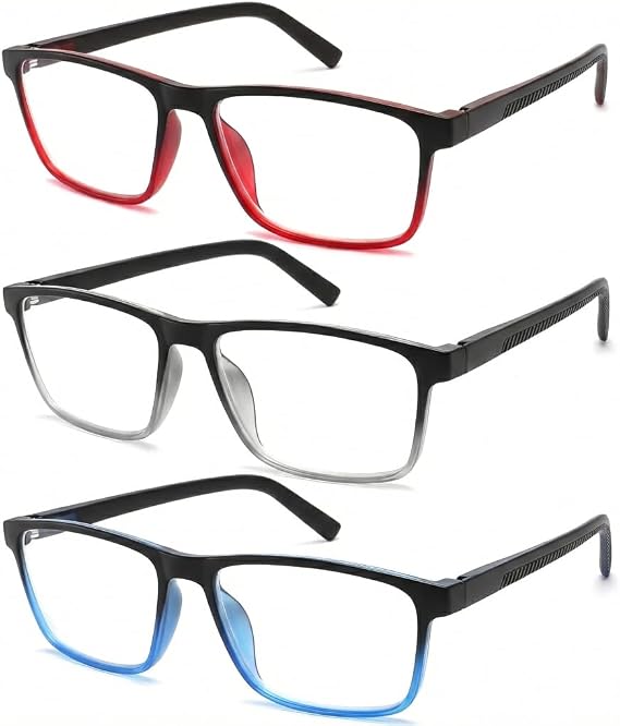 3 Pack Reading Glasses for Men, Blue Light Blocking Computer Readers (1.0-4.0)