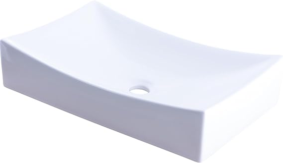 NP-01141 Ceramic Above Counter Rectangular Bathroom Sink, 21.75'' L x 13.75'' W x 3.5'' H, Glossy White