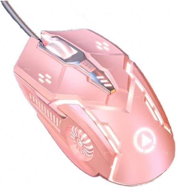 CHONCHOW Gaming Mouse - Wired, 6 Buttons, 4 Adjustable DPI Up to 3200 DPI, 7 Color LED Light, Used for Games and Office, Compatible with Computer/Laptop/Tablets (Pink)