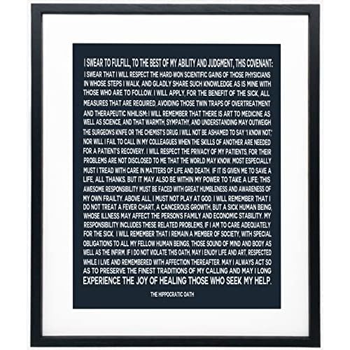 Hippocratic Oath Framed Gift for Doctor Gift for Medical Student Graduation Gift Medical Gift Student Medical Wall Art Medical Gift 8 x 10, Slate