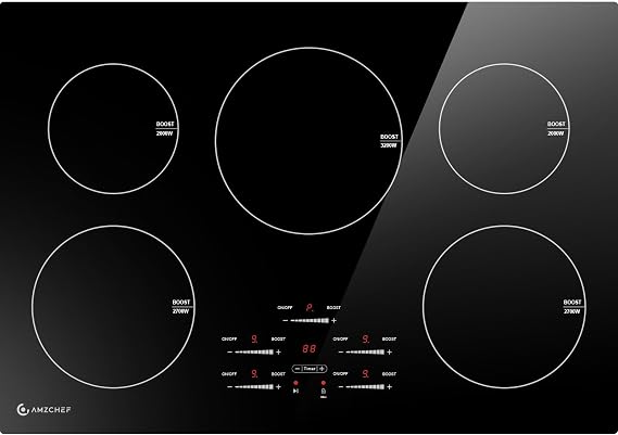 AMZCHEF 30" Built-in Induction Cooktop, 9 Levels, 240V, No Plug, 10600W
