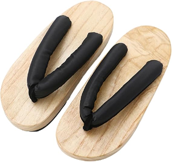 Flip flops,Men's women's burnt paulownia wooden clogs Slippers,flat bottomed angle sandals,Japanese Traditional Clogs Geta Sandals Traditional Round Headed Wooden Clogs Shoes(Size:EU 39,Color:Black)