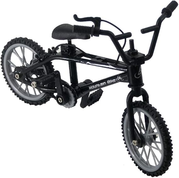 Black 1/18 Diecast Bike Action Figure Toy,Mini Finger Mountain Bike Bicycle Art Crafts Desktop Decor Finger Bikes