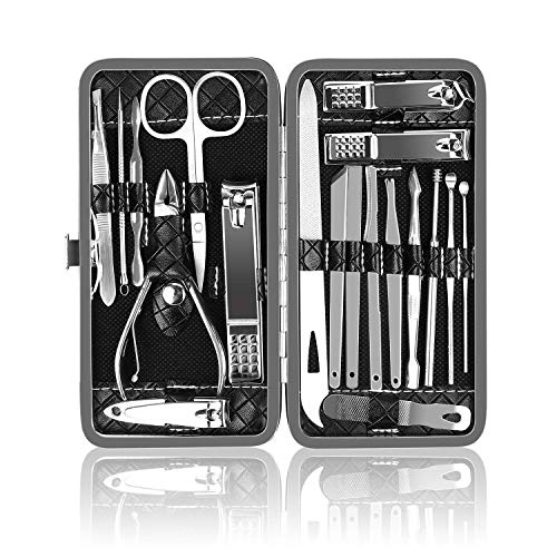 OKOM 19PCS Nail Clipper Set - Professional Manicure Nail Kit for Men Women, Stainless Steel Nail Clippers with Case