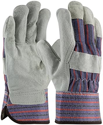 PIP 85-7500 Economy Grade Shoulder Split Cowhide Leather Palm Glove with Fabric Back - Starched Safety Cuff - 12 Pairs