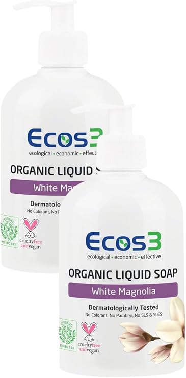 Ecos3 Organik Sıvı Sabun Beyaz Manolya 2’li SET (2 x 500 ML)