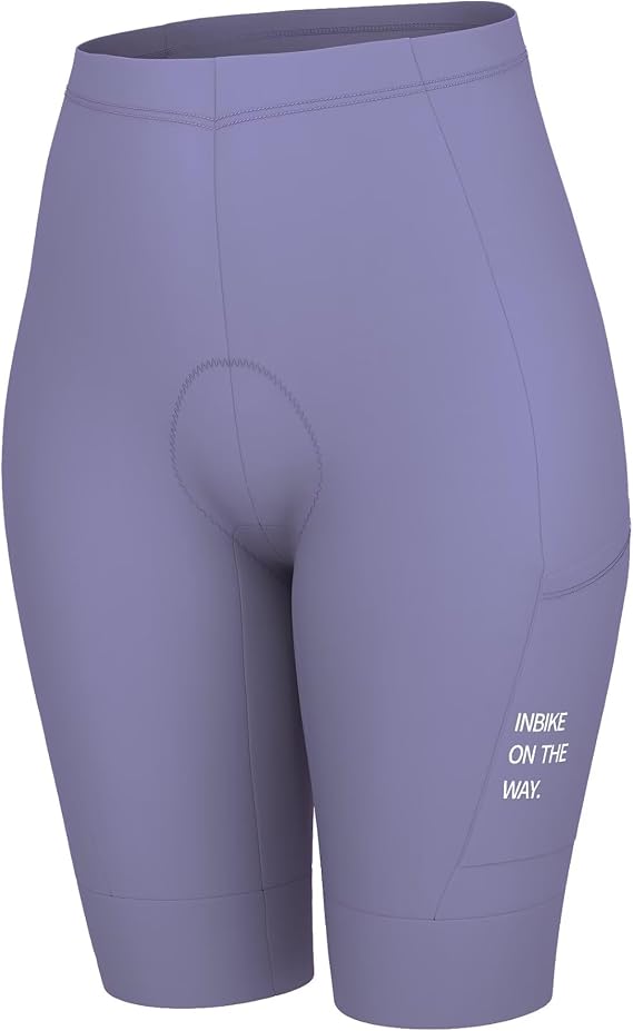 INBIKE Women's Bike Shorts Padded with Pocket Cycling Shorts | 3D Padded,Refreshing,Breathable,Non-Slip Leg Clips,Side Pockets Biking Spinning