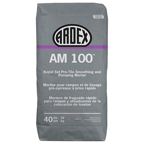 Ardex AM 100 11897 Rapid Set Smoothing Ramp & Patch Compound 40 lb Bag | Fast-Setting Cement-Based Mortar for Sloping, Leveling - for Interior & Exterior Use