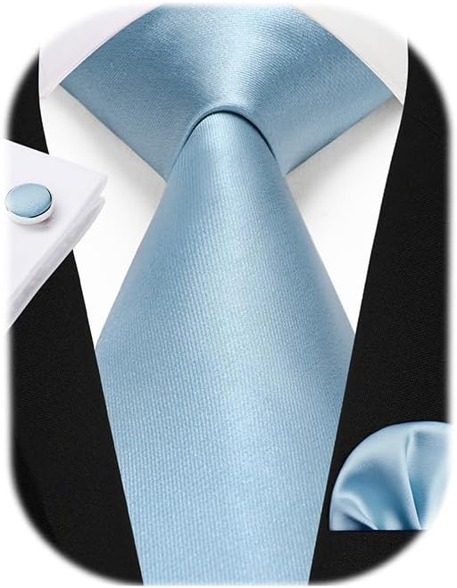 Enlision Mens Ties Solid Color Satin Necktie Ties for men Handkerchief Cufflinks Pocket Squares for Wedding