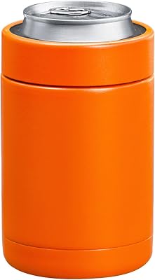 Tahoe Trails Stainless Steel 12oz Vacuum Insulated Can and Bottle Cooler | Double Wall Can Cooler For Cans and Bottles | Copper Plated Can Chiller and Metal Cooler | Orange