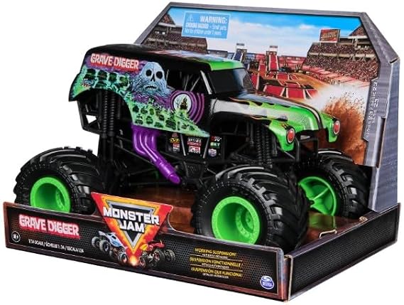 Monster Jam Series 23 Oversized Official Grave Digger Monster Truck, Collector Die-Cast Vehicle, 1:24 Scale, Kids Toys for Boys Ages 3 and up