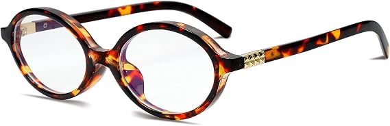 Breaksun Fashion Oval Glasses for Women Men Retro Round Tortoise Frame Blue Light Glasses Nerd Eyeglasses