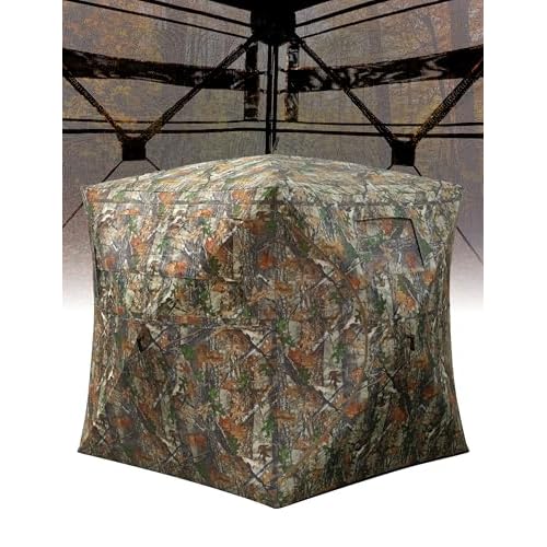 Hunting Blind - Pop Up Ground Blinds for 2-3 People with 270 See-Through Windows & Silent Magnetic Door, Lightweight & Portable for Outdoor Hunting
