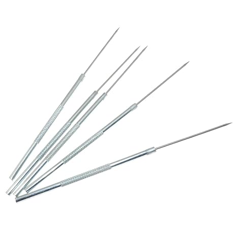 5PCS Stainless Steel Single Ended Micro Fine Precision Probe Teasing Needles Biology Experiment Equipment Stainless Steel Dissecting Needle Lab Dissecting Needle