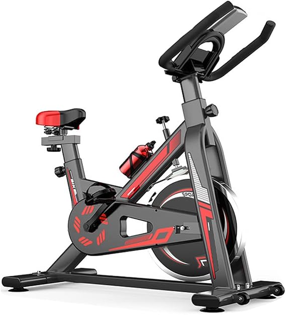 GJXJY Indoor Spin Bike with Electronic Speedometer, Belt-Driven Flywheel Exercise Bicycle with Water Bottle, Resistance and Handlebar Adjustable Fitness Cycling Machine with Lcd Display Pulse Monitor
