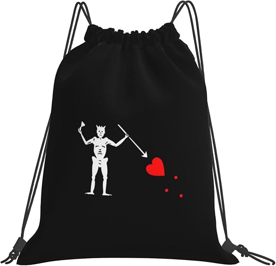 Pirate Flag Blackbeard Drawstring Backpack Bag Sport Gym Sackpack for Men Women
